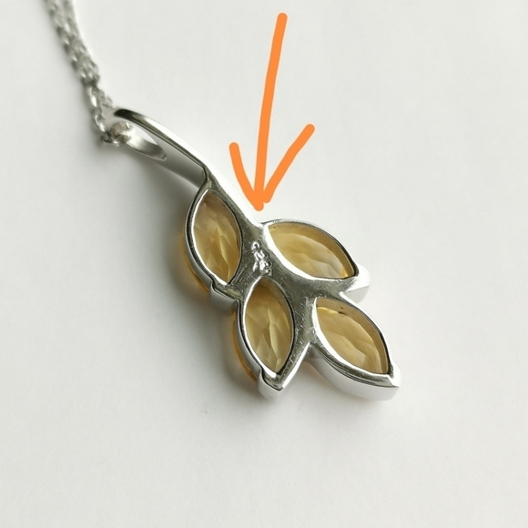 Citrine marquise cut pendant necklace leaves design 🆕 - Picture 7 of 9